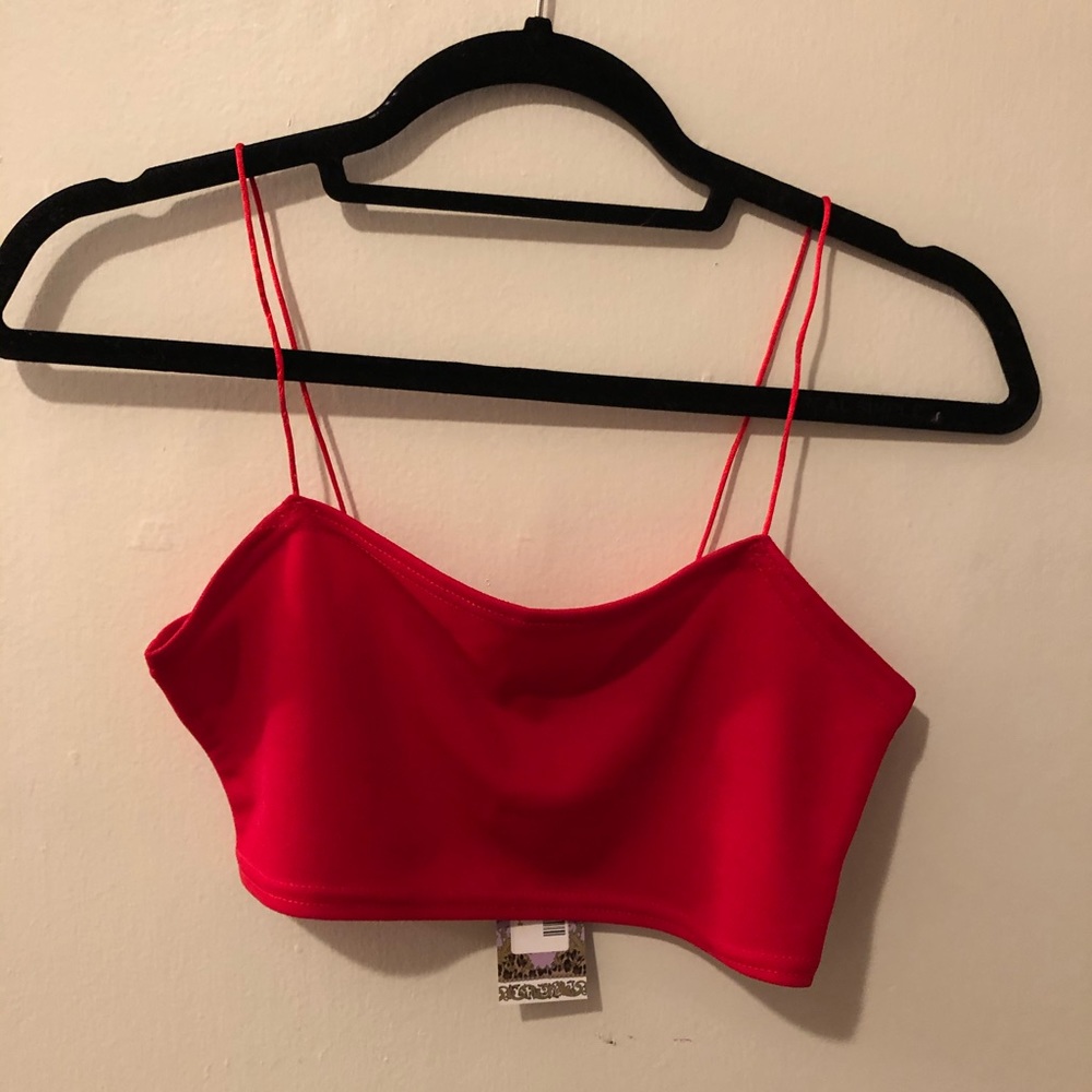 Bright red cropped top